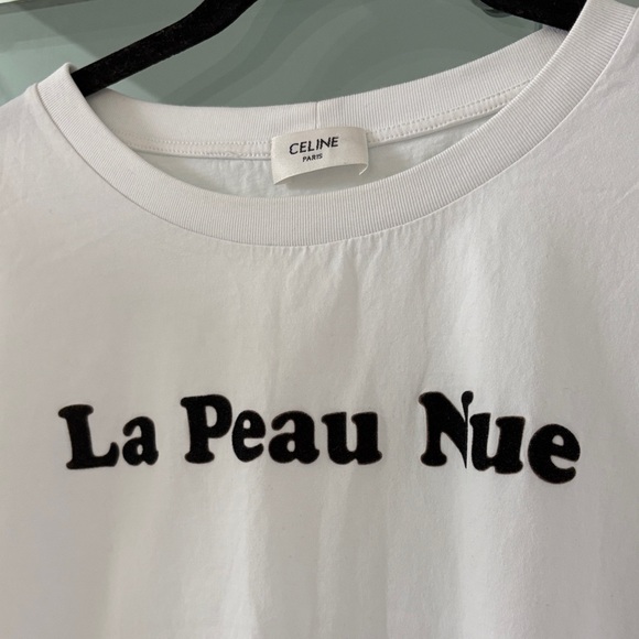 Celine White Short-Sleeve 'La Peau Nue' Graphic Tee - Picture 2 of 6